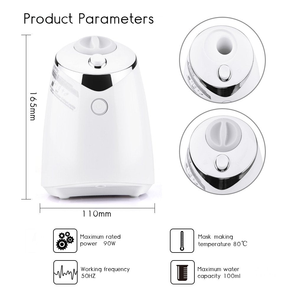 DeMoce Face Mask Maker unit with liquids like tea or milk for nourishing masks.
