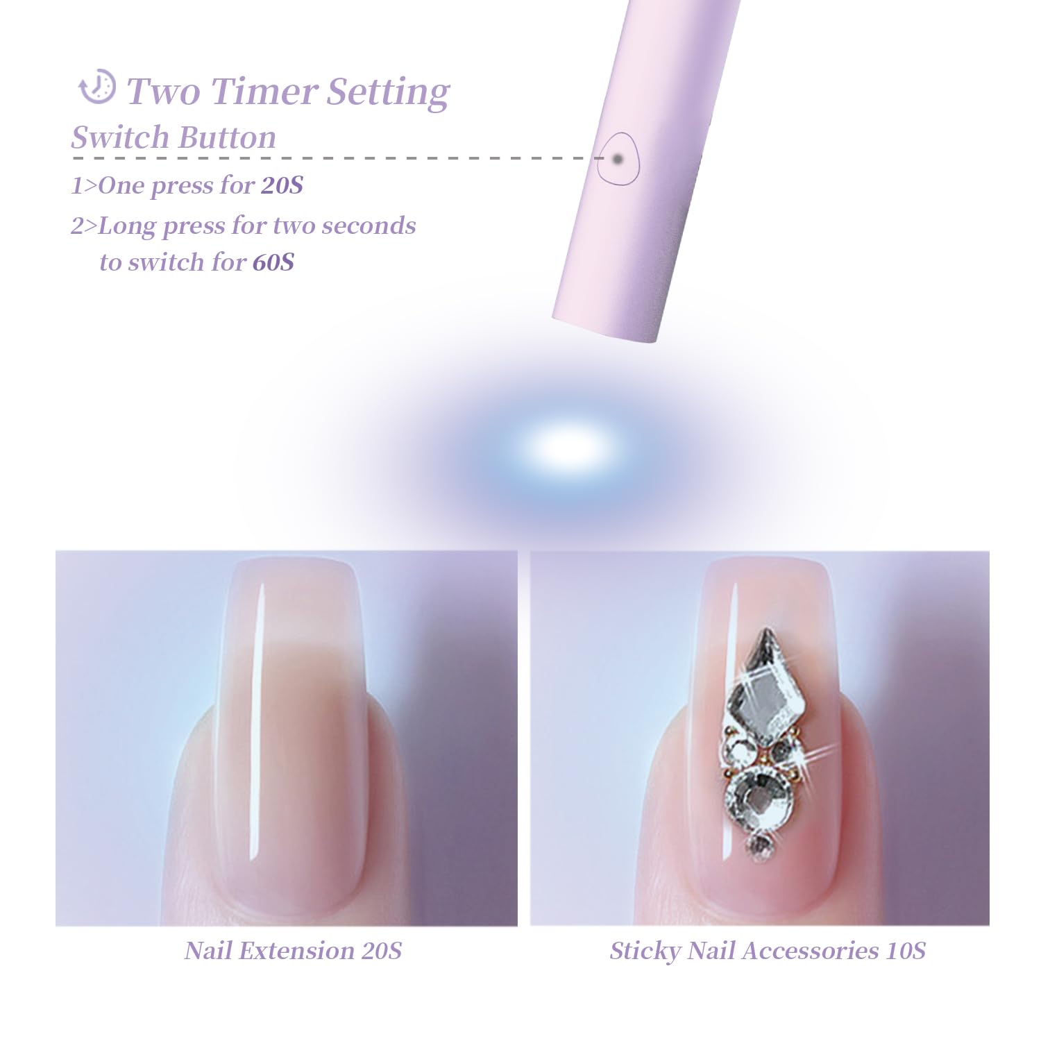 Denabuty mini uv-nail-lamp-stand shows adjustable angle for hands-free curing