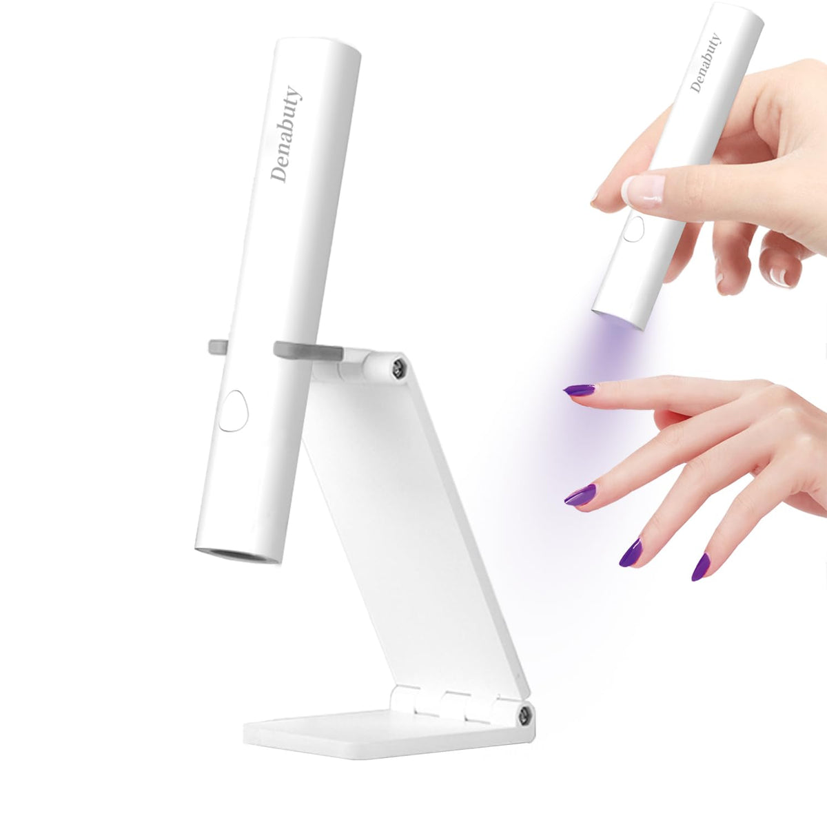 Denabuty mini UV nail lamp with stand delivering precise curing for nail art projects