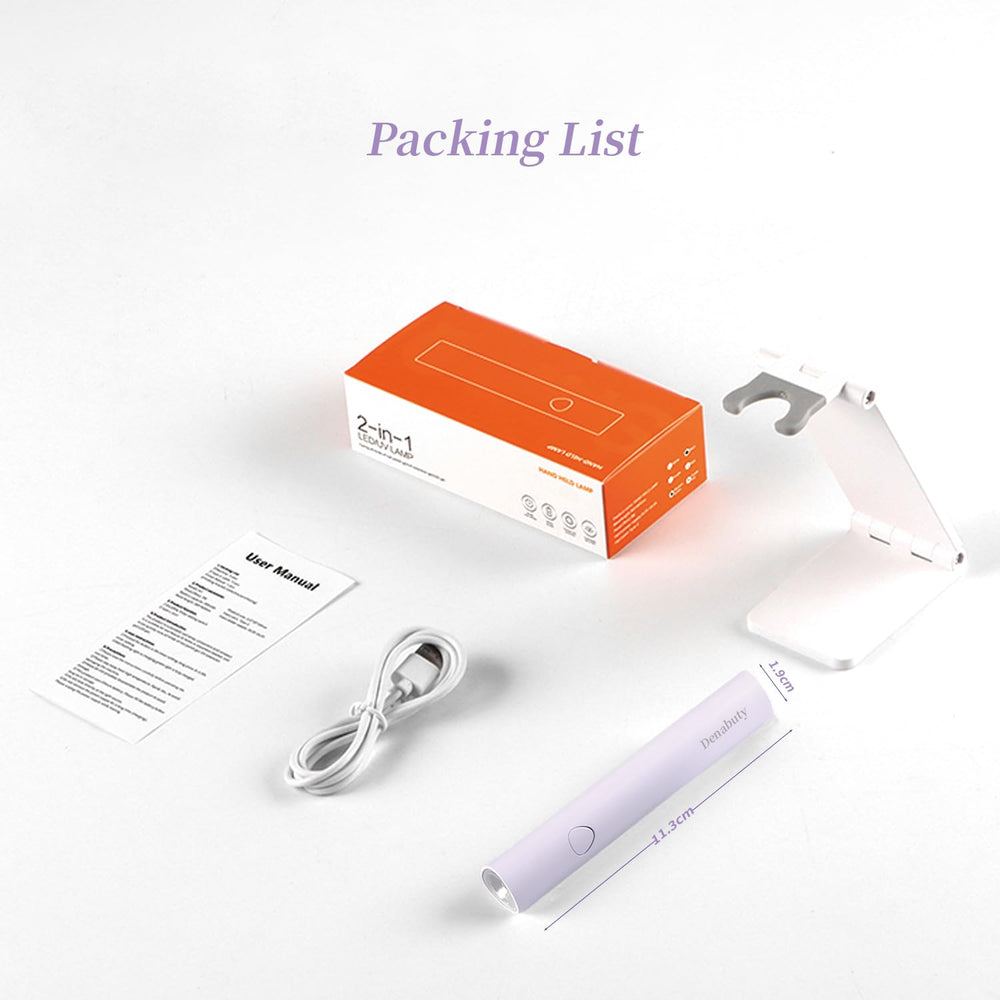 Denabuty mini-nail-lamp-violet-light shows 365+405 nm spectrum for efficient curing