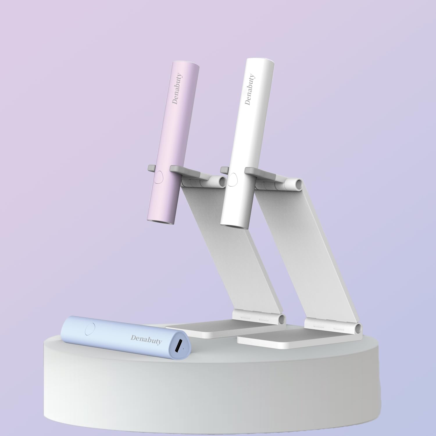 Denabuty white nail lamp close-up showcasing sleek, compact design