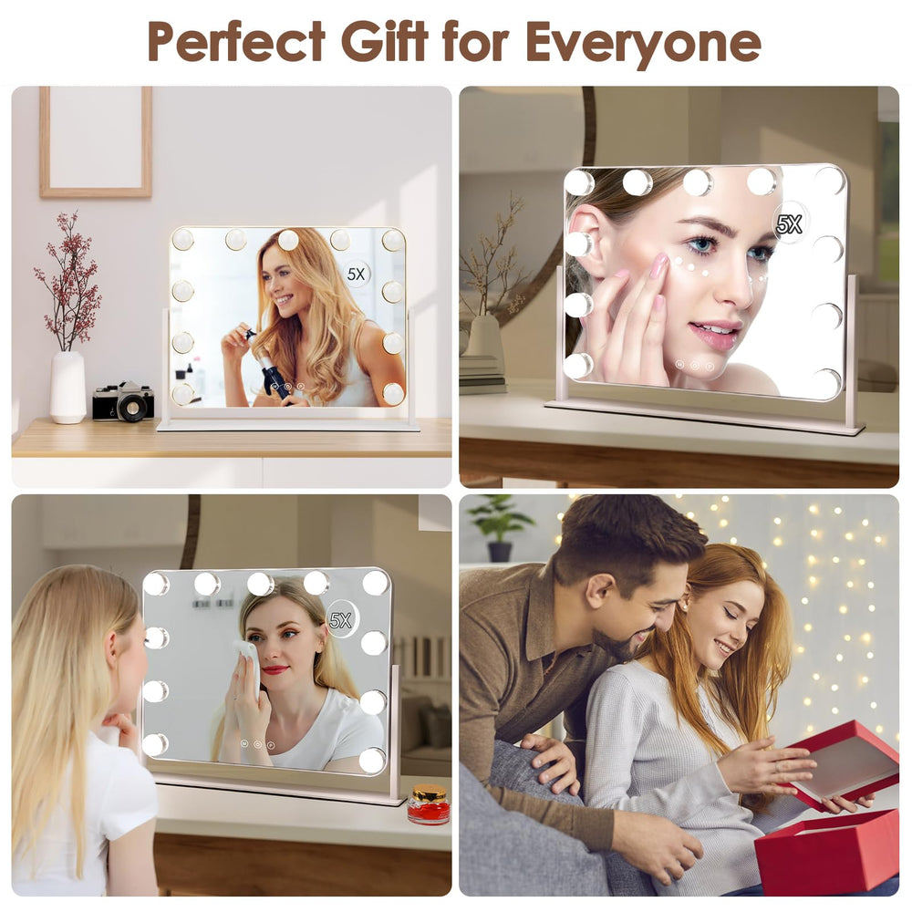DenCert 16x13 inch tabletop mirror fits standard desks for full-face makeup