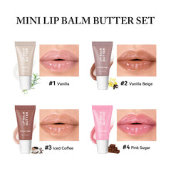 DENESTUP iced-coffee gloss swatches show rich, hydrating color.