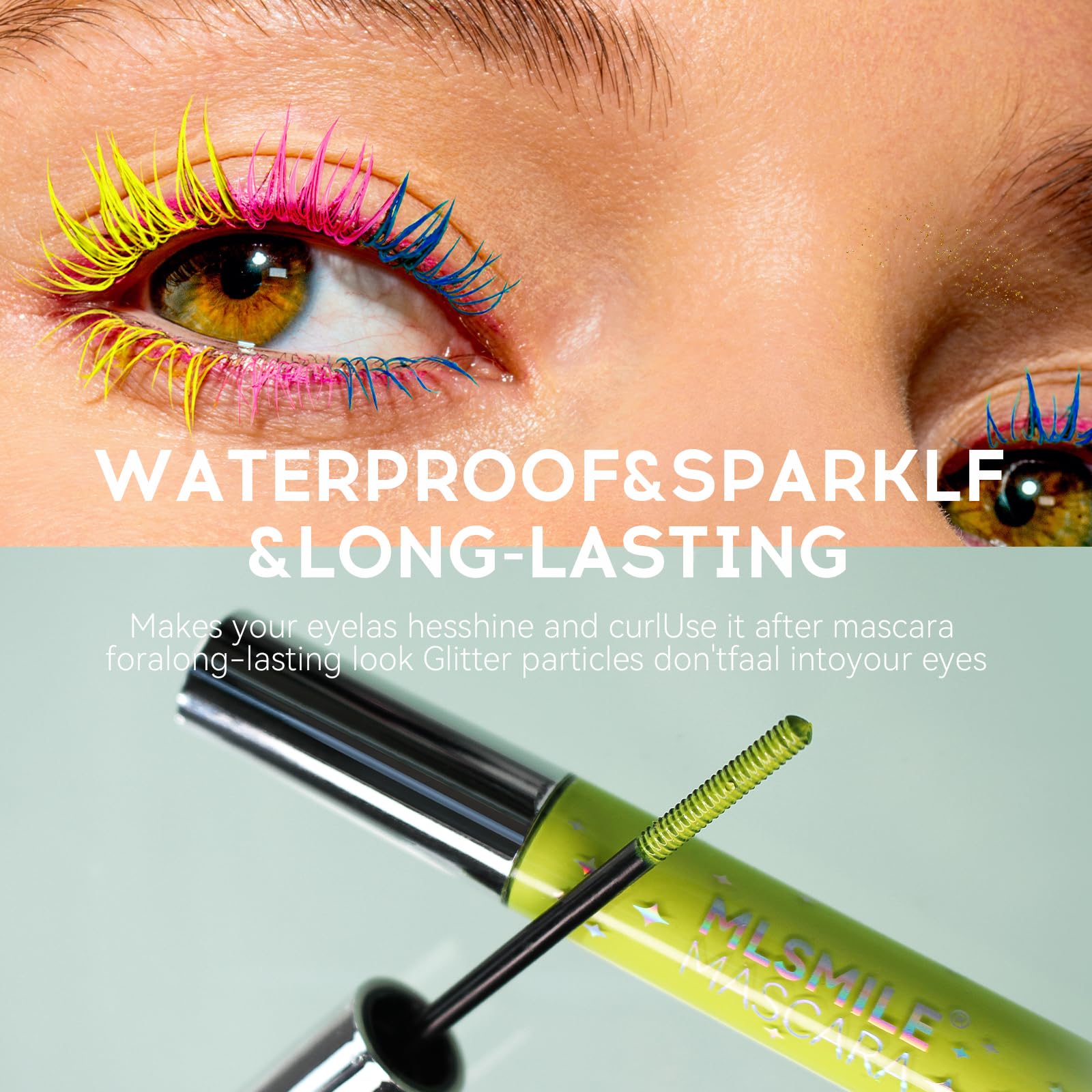 DENESTUP colorful mascara swirls on lashes for vibrant detailing
