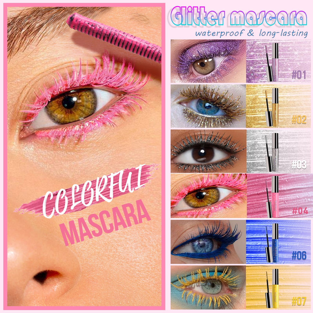 DENESTUP glitter mascara blue brush for bold eyes