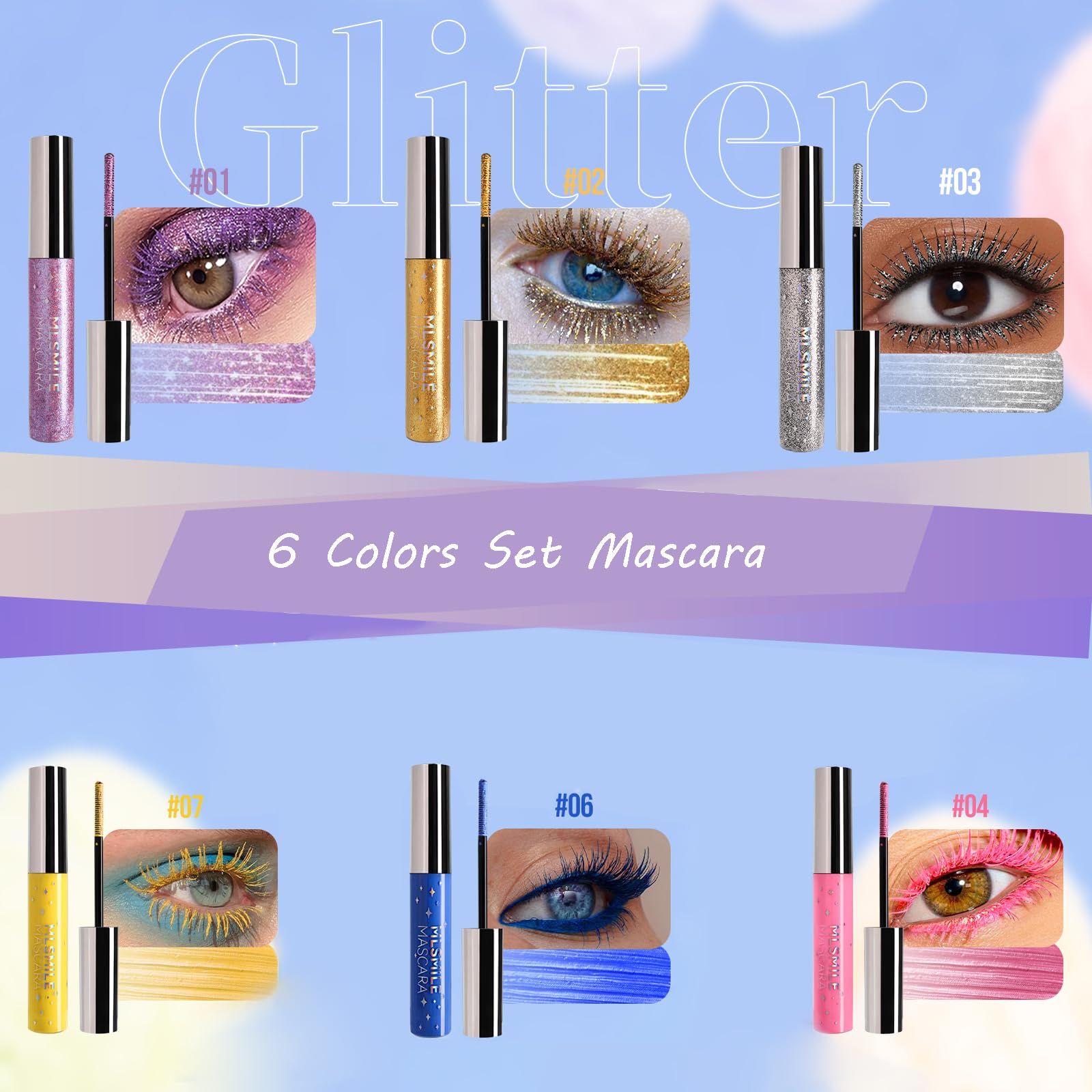 DENESTUP Halloween costume eyes glitter mascara effect