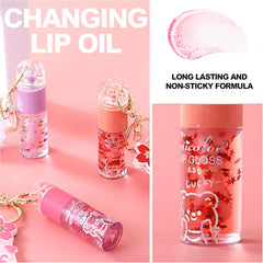 DENESTUP peach gloss swatch for subtle color and hydration.