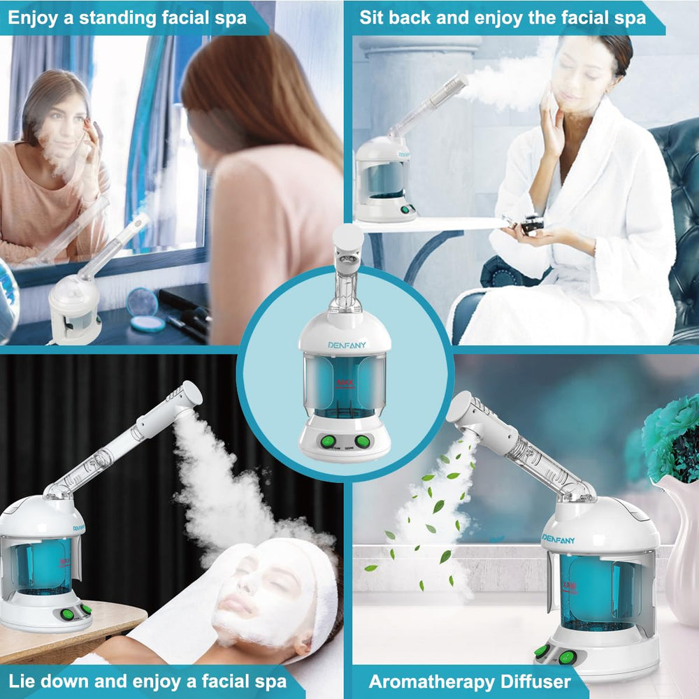 Denfany facial steamer in use at home for relaxing skincare routine