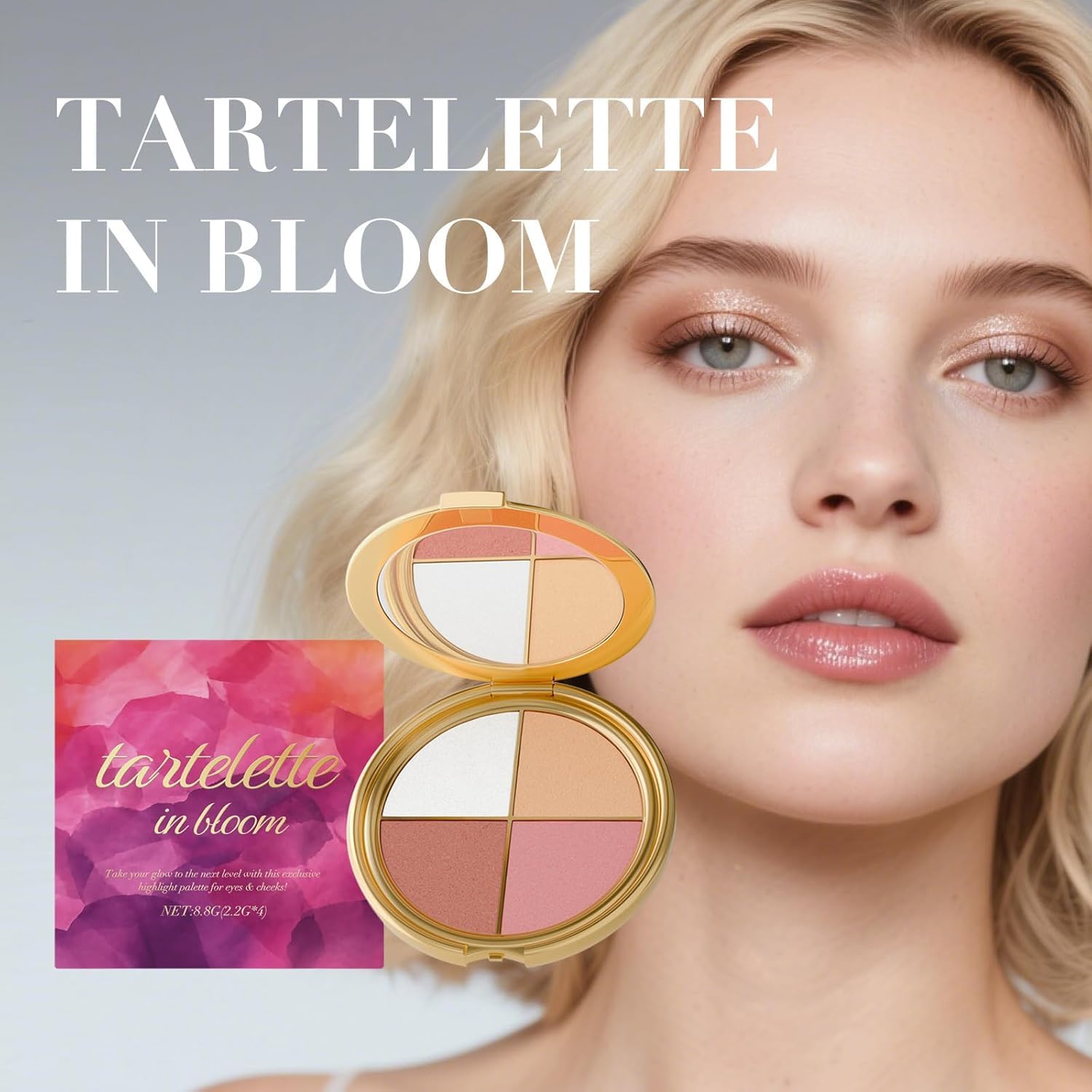 Denir Bonee eyeshadow blush palette closeup with shimmer and matte textures