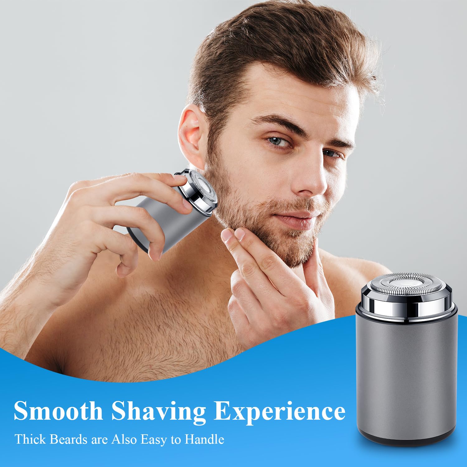 Denir Bonee mini electric shaver blue IPX7 waterproof for wet or dry use