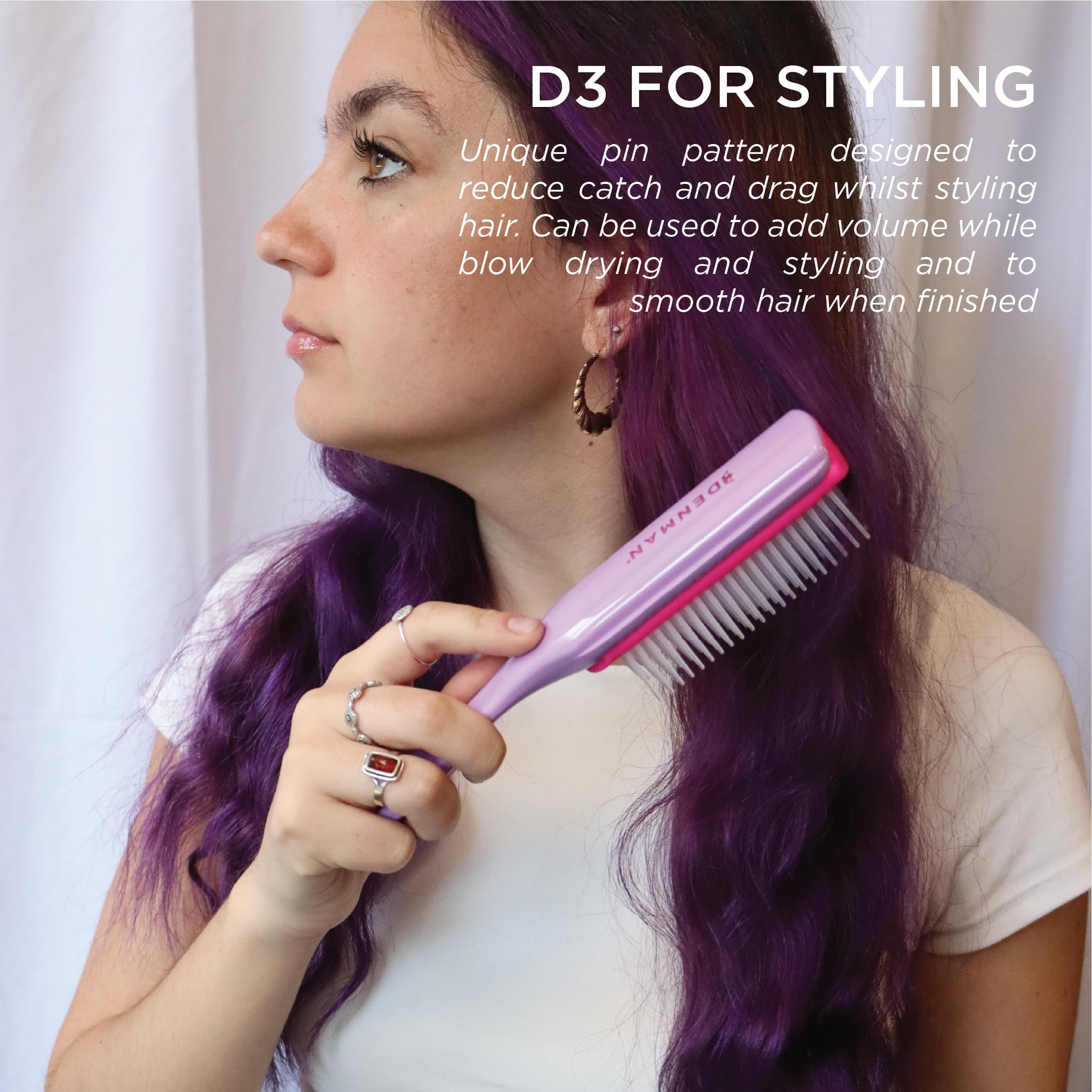 Denman D3 styling during blow-drying for smooth curls
