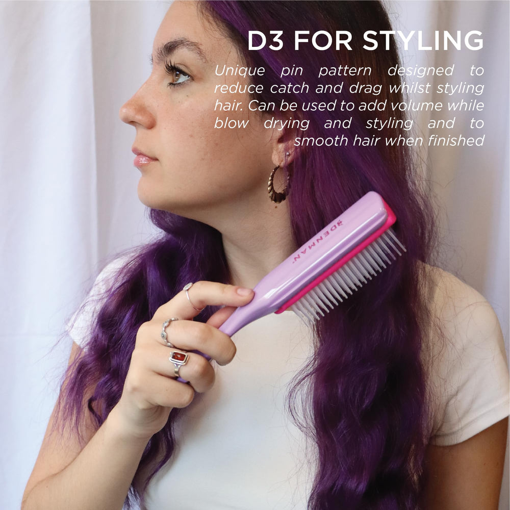 Denman D3 styling during blow-drying for smooth curls
