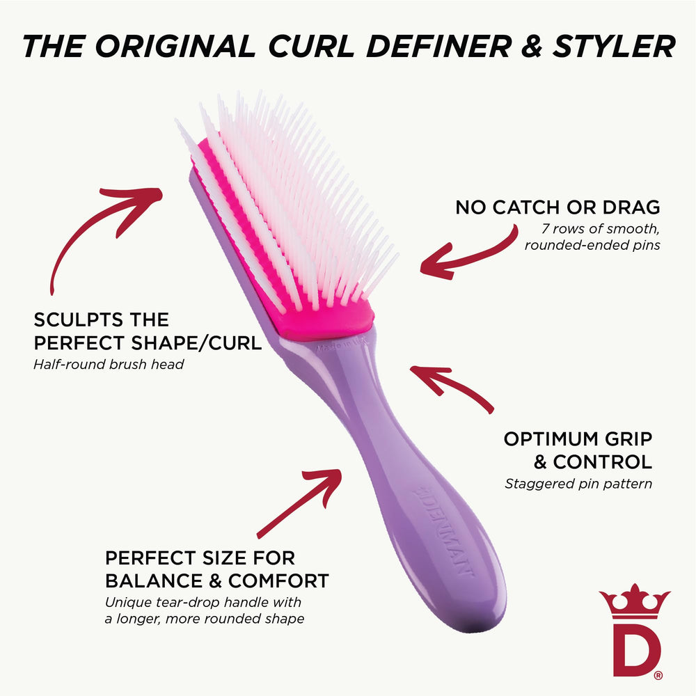 Denman D3 ergonomic tear-drop handle for comfortable grip during styling