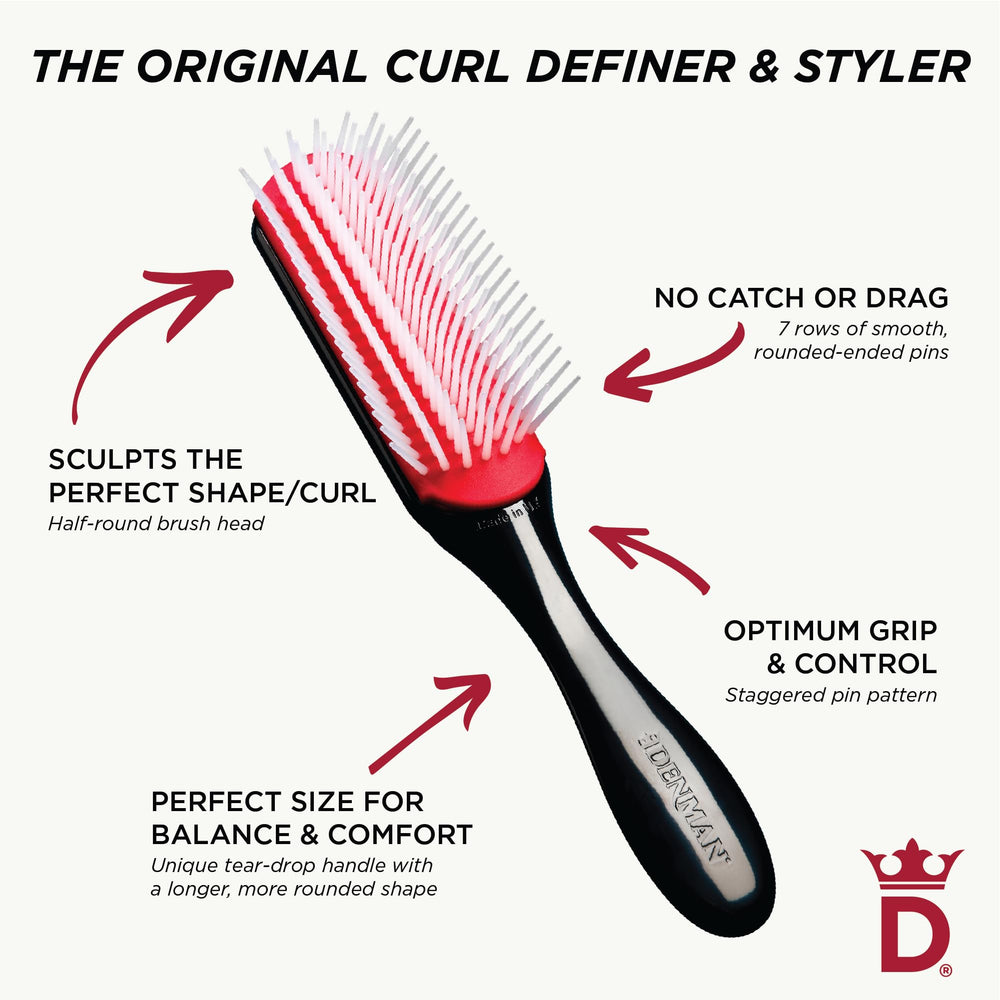Denman D3 damp-hair use demonstrating gentle detangling and even product distribution.
