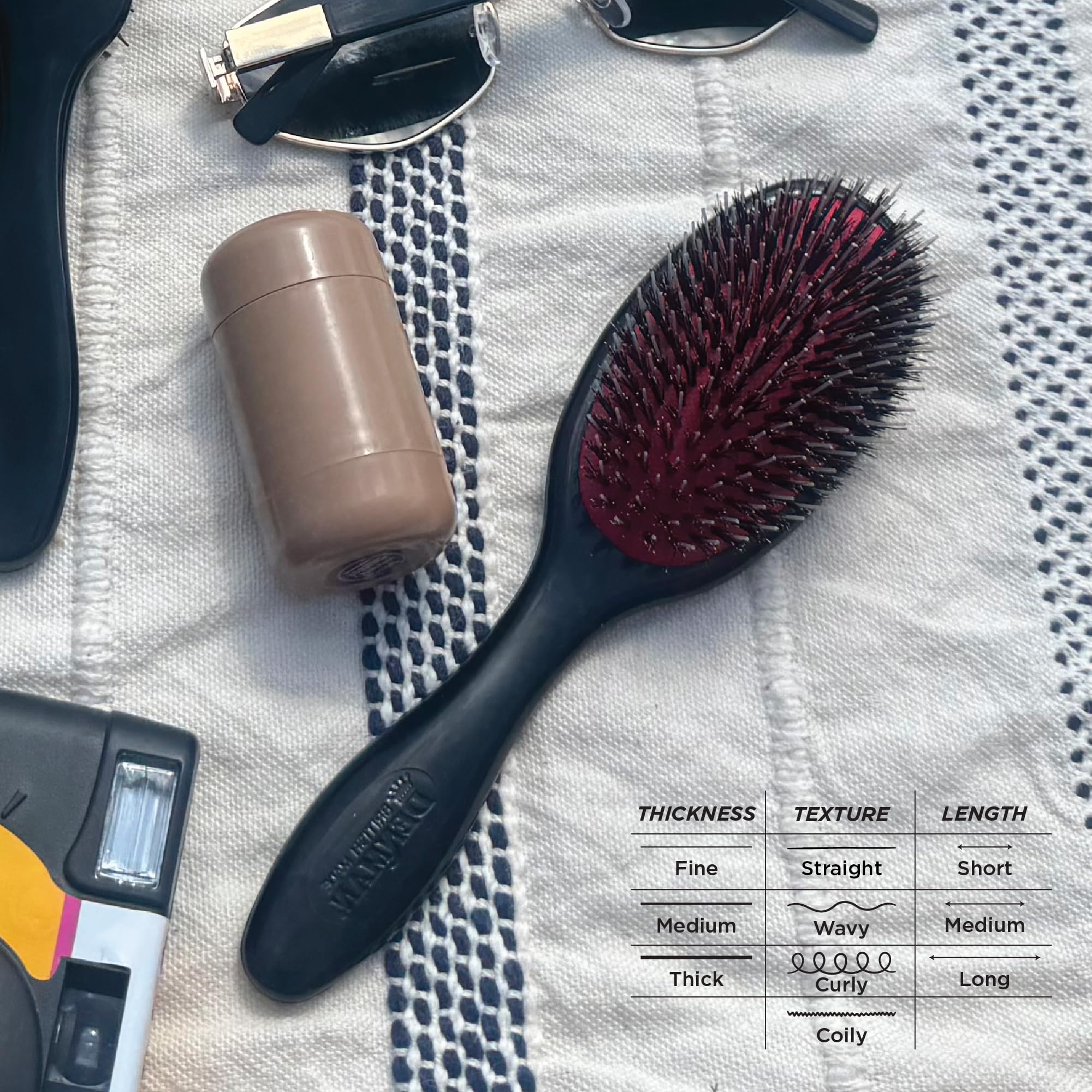 Denman cushion brush small black blow-dry session ready for quick volume boost.