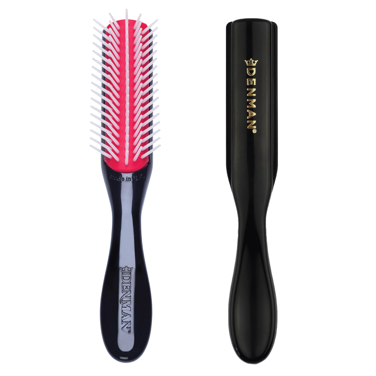 Denman D14 black 5-row brush top view for defined curls.