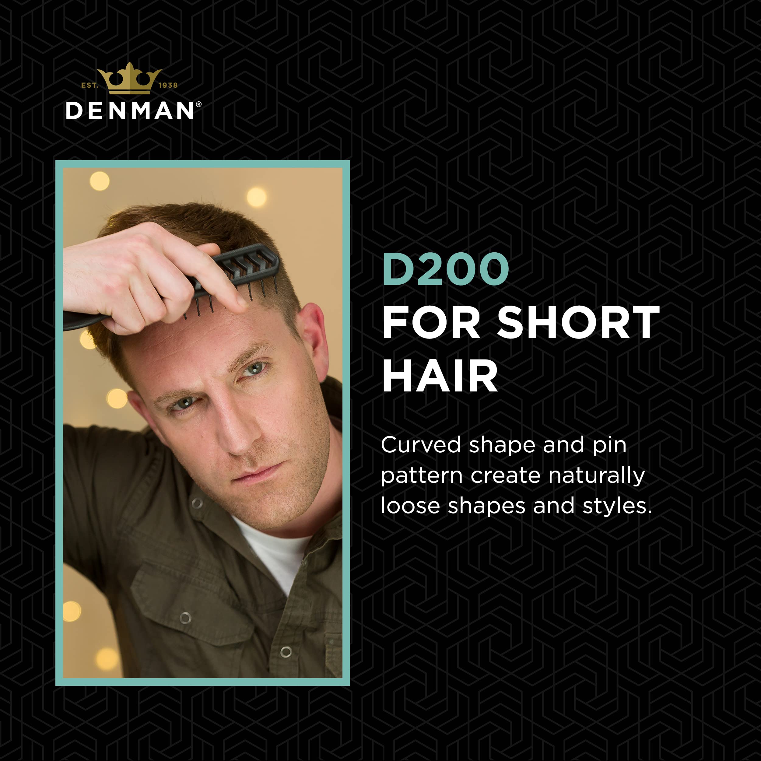 Denman D200 head closeup reveals vented design for efficient root airflow.