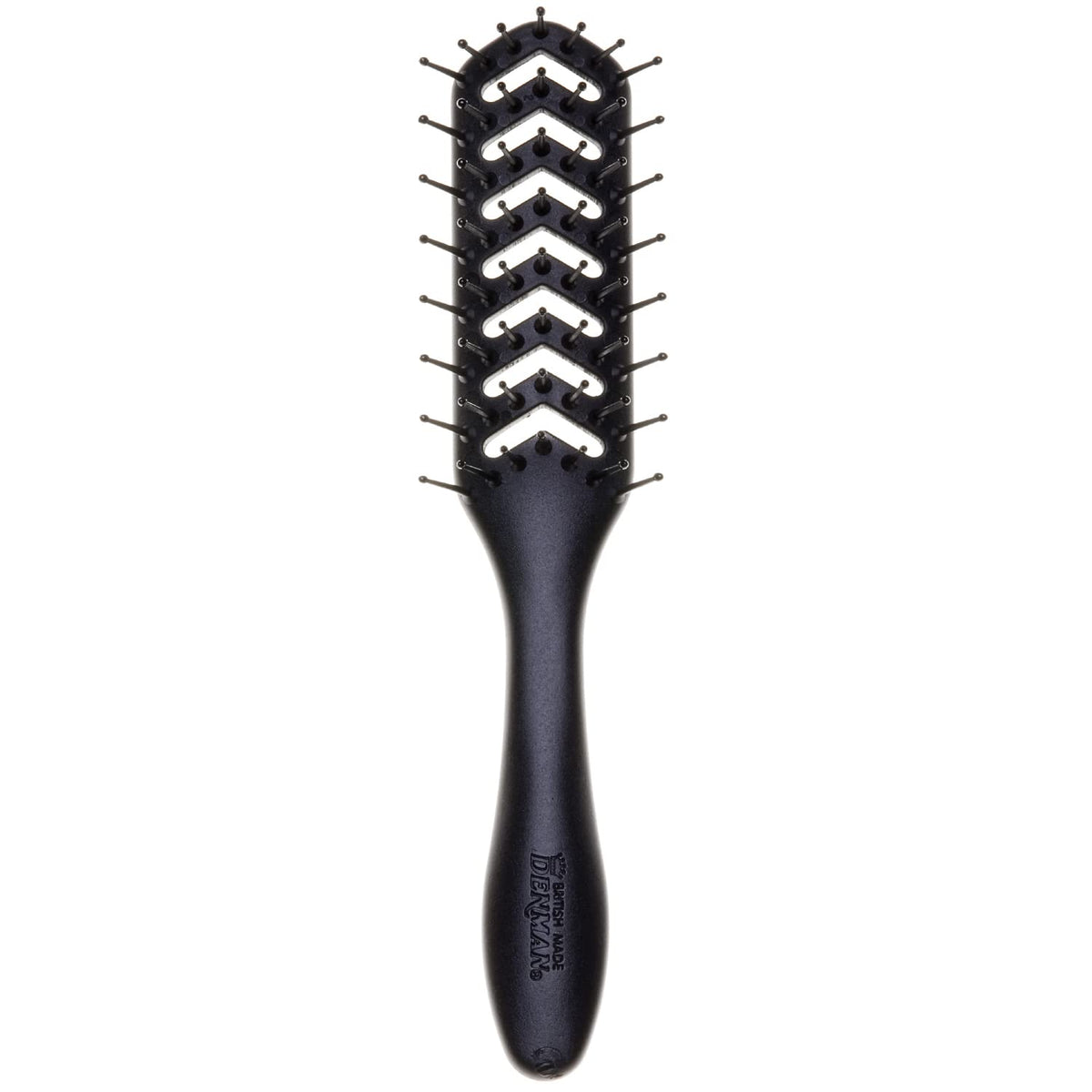 Denman D200 flexible vent brush packshot highlights lightweight design for quick styling and detangling.