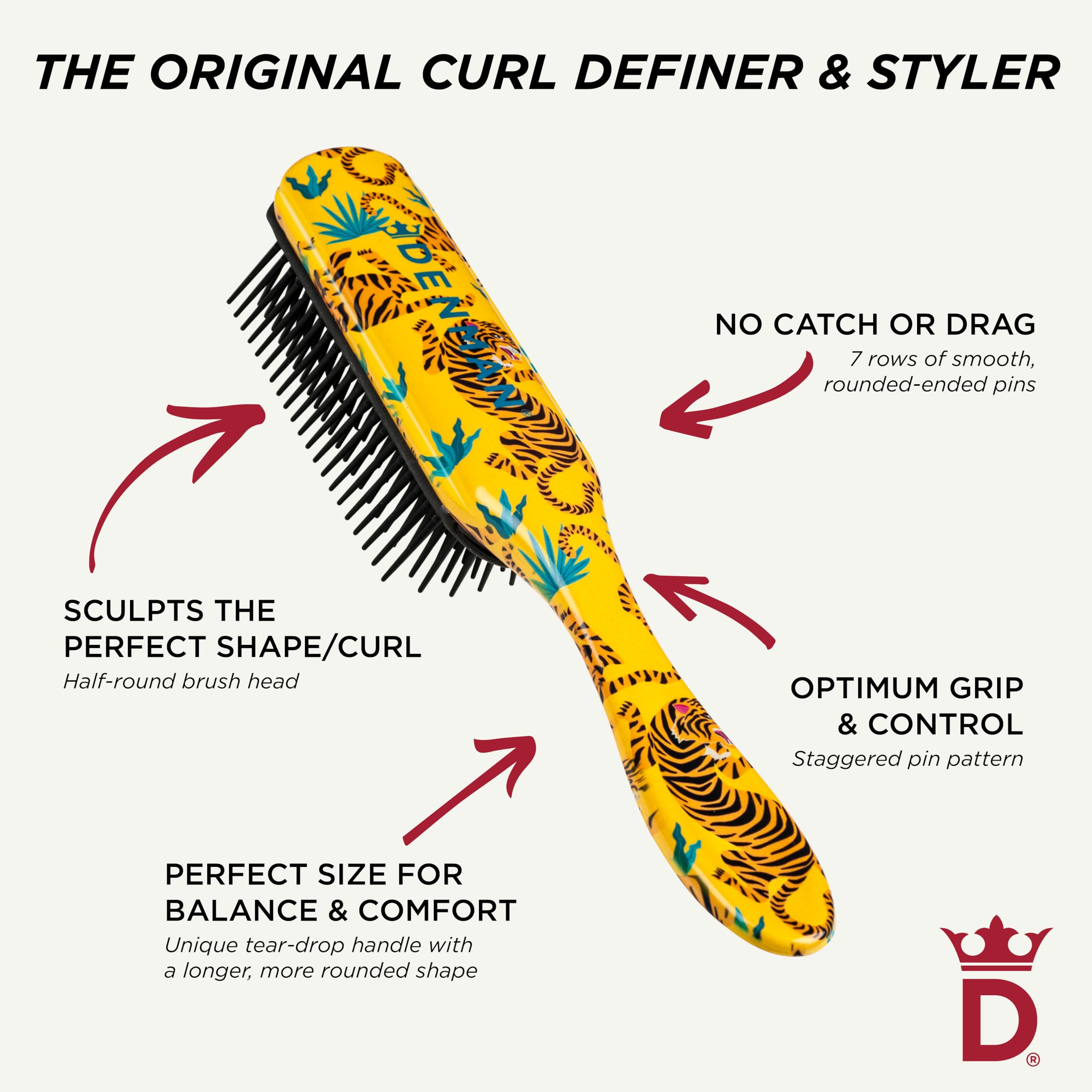 Denman D3 used on wet hair during curl-defining routine for enhanced definition.