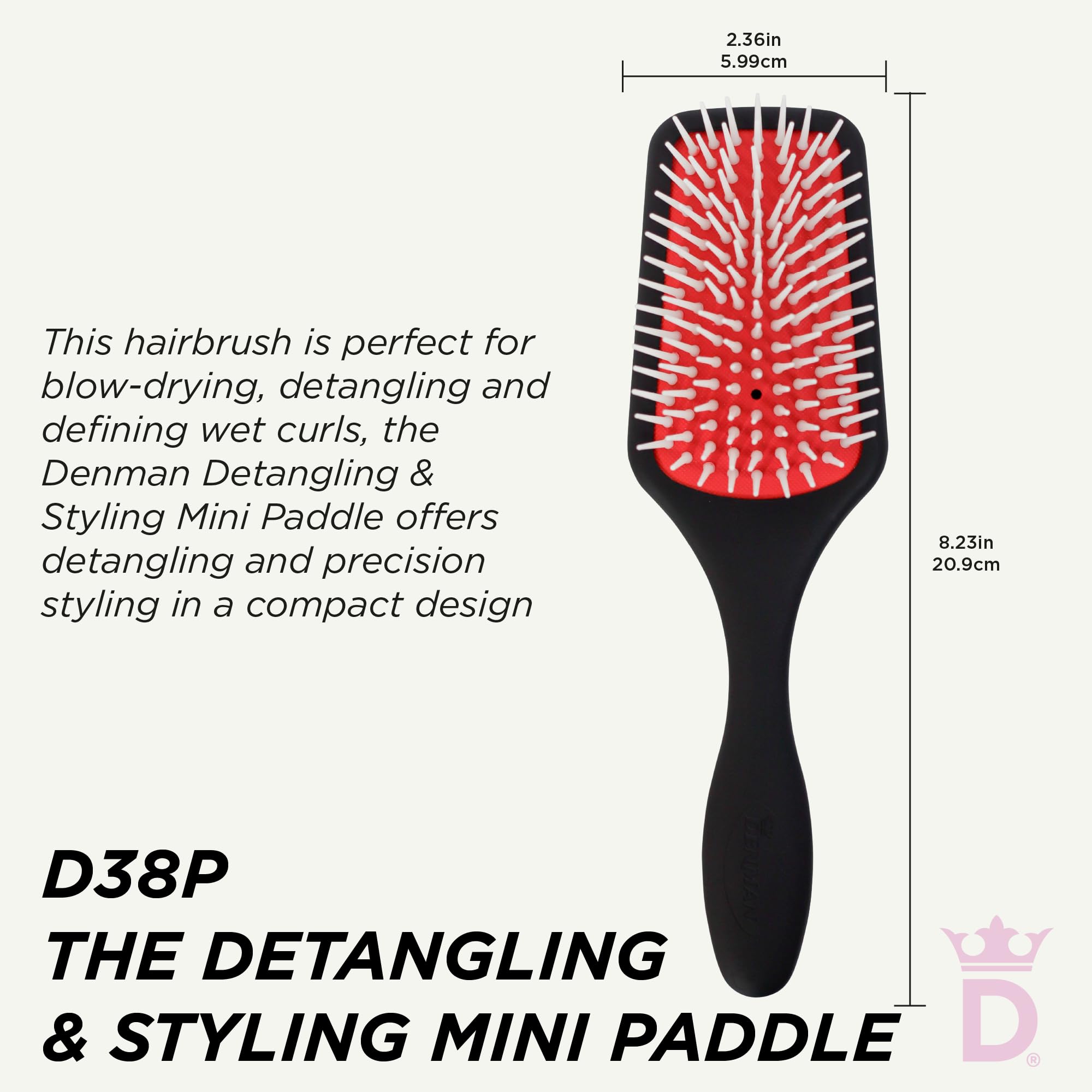 Denman D38 D3 styling pins closeup highlighting smooth detangling control.