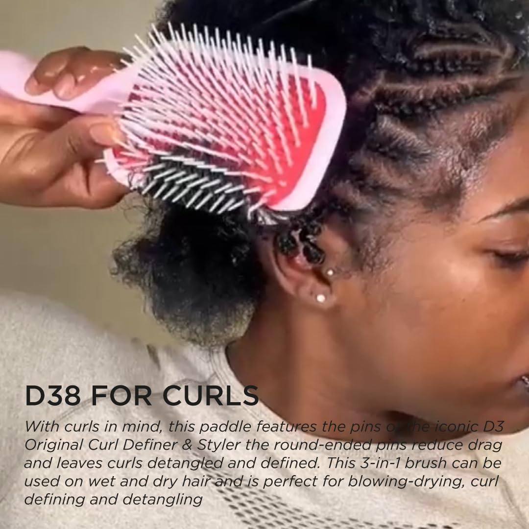 Denman D38 pink paddle brush air-cushioned pad detail