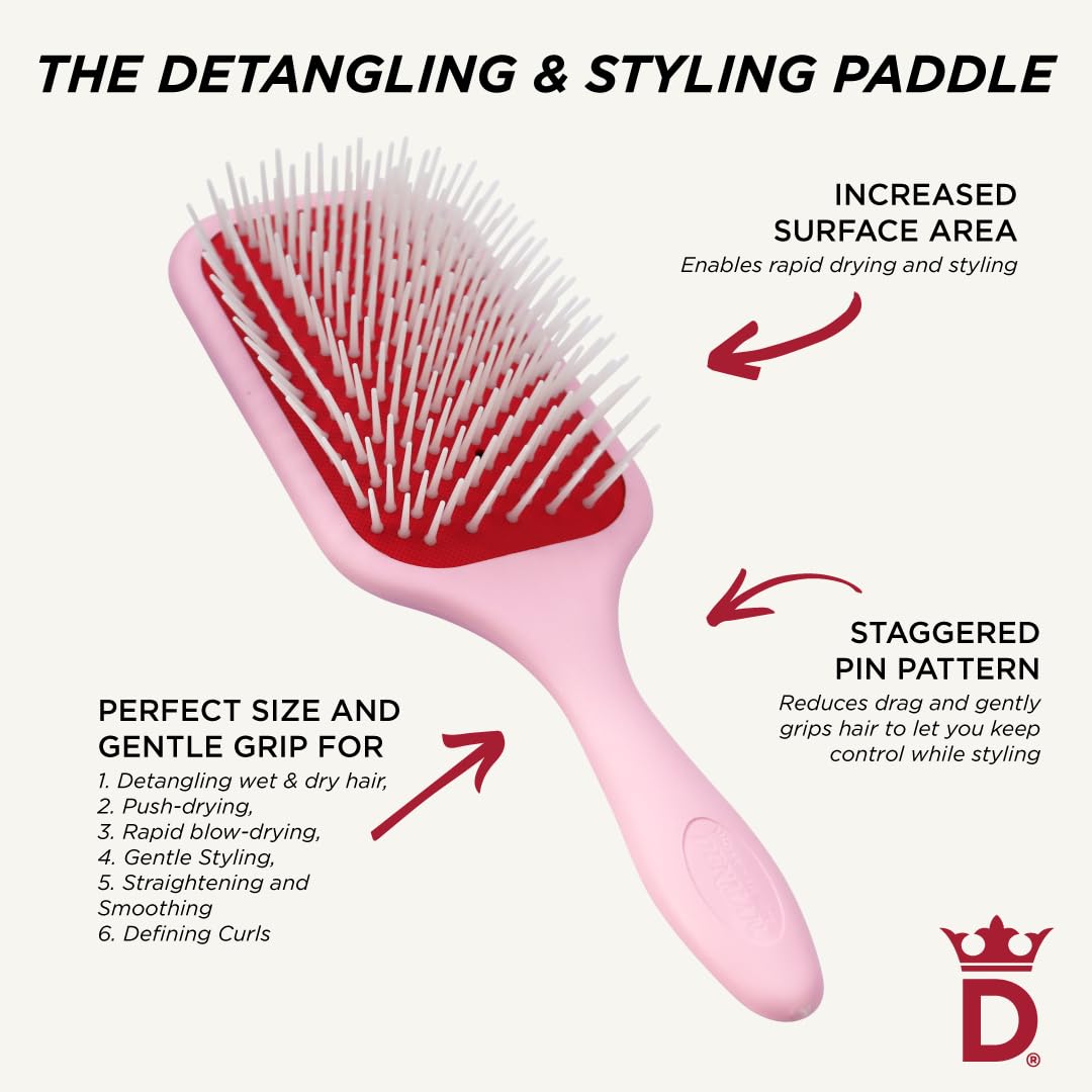 Denman D38 pink paddle brush detangling wet and dry hair