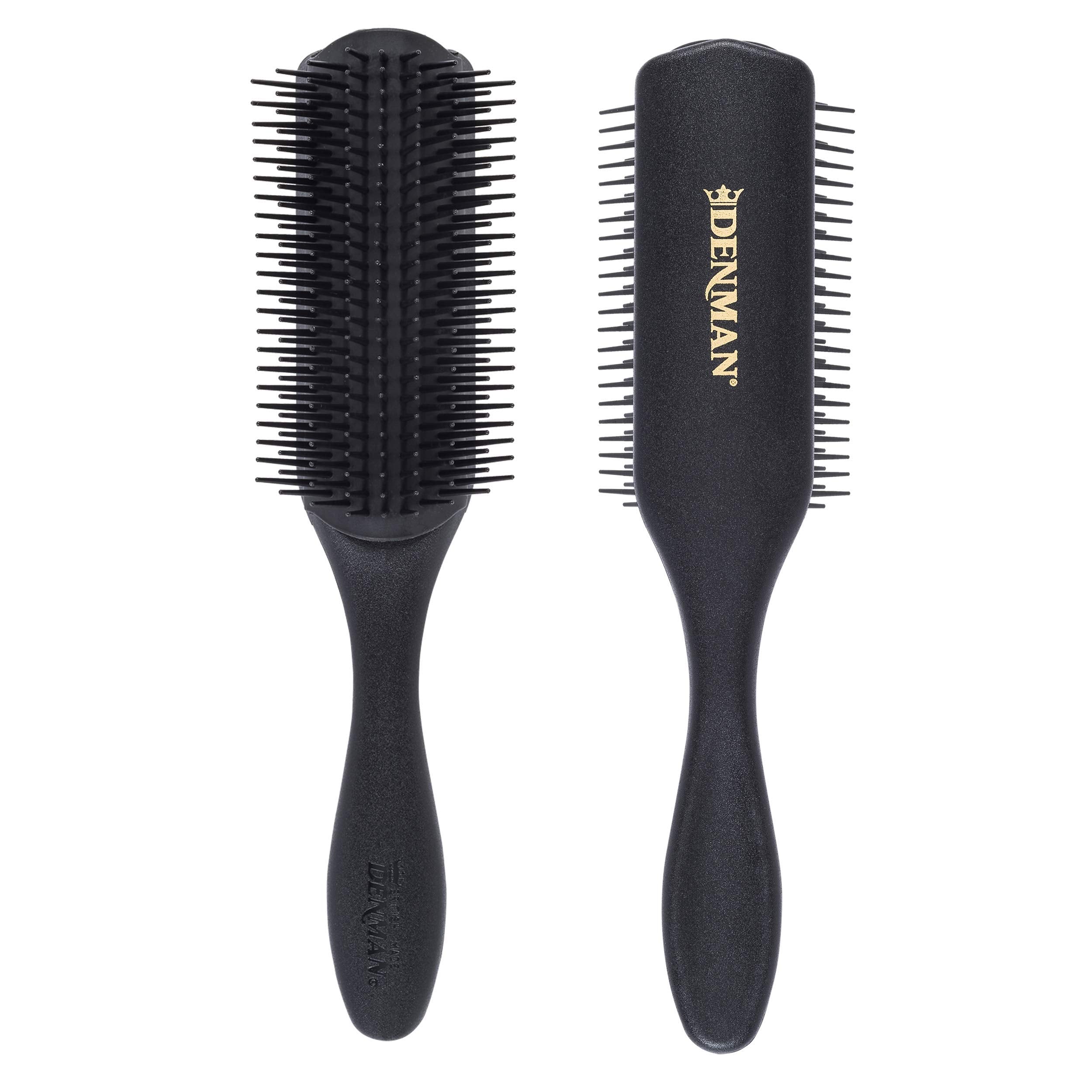 Denman D4 all-black 9-row brush closeup pins for smooth detangling.