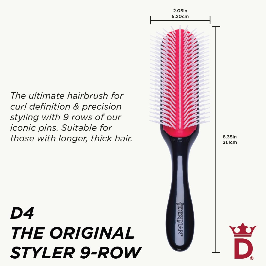 Denman D4 Curl Definer nylon pins close-up highlighting smooth glide through hair