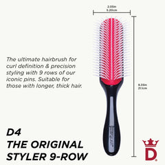 Denman D4 Curl Definer nylon pins close-up highlighting smooth glide through hair