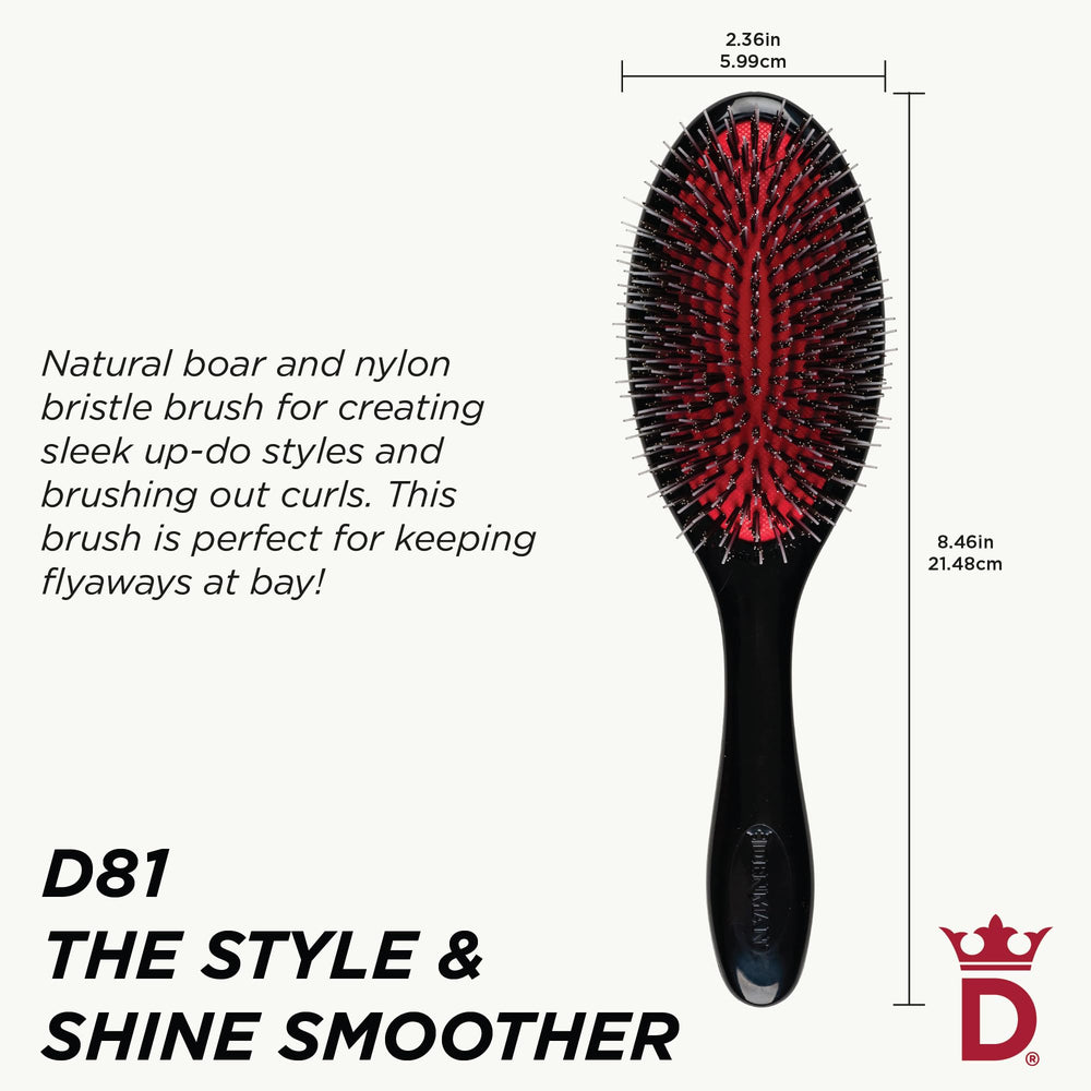 Denman D81M air-cushioned-pad demonstrates gentle penetration for comfortable brushing