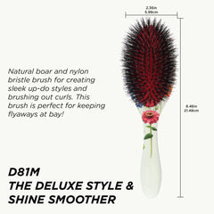 Denman D81M boar-bristle closeup highlights natural shine distribution