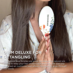 Denman D81M nylon-pin detail emphasizes detangling with gentle glide