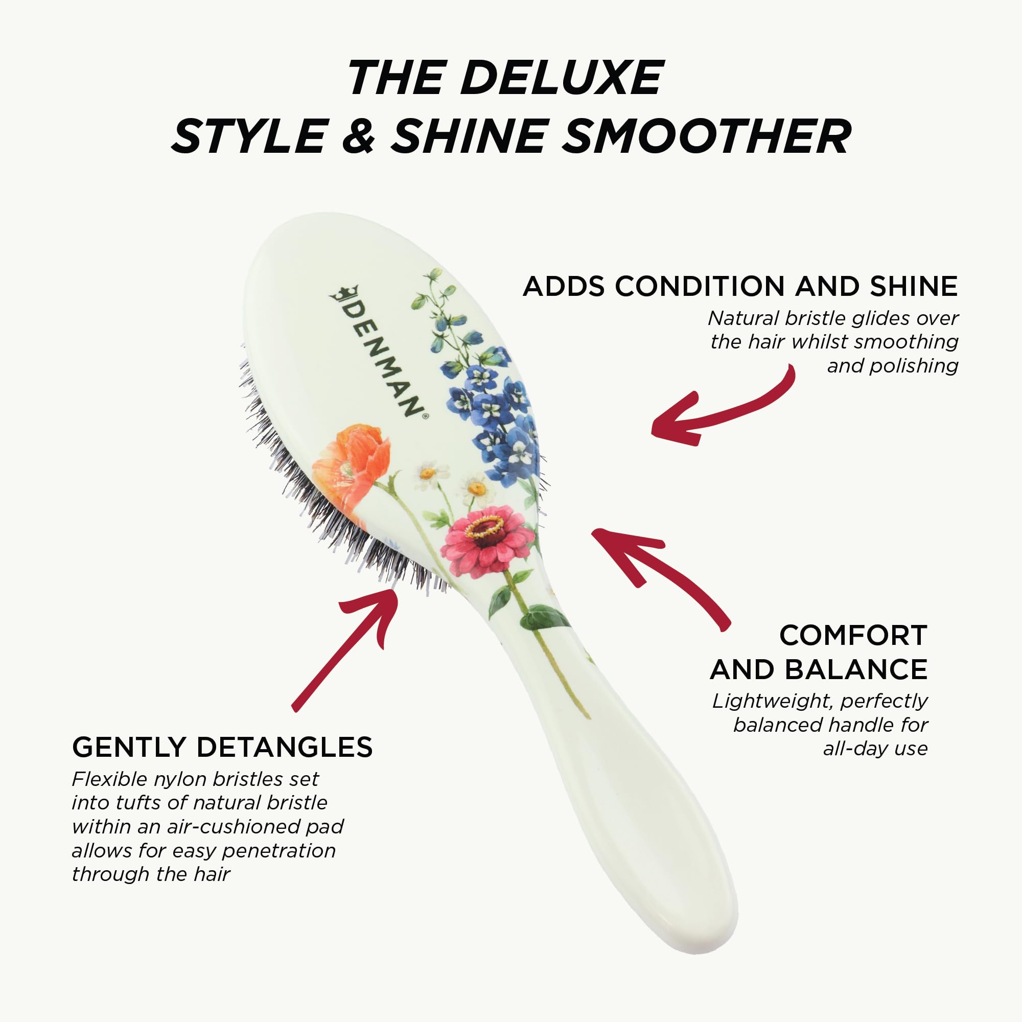 Denman D81M slick-back-styling with natural bristles for sleek looks