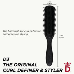 Denman Jack Dean D3 all-black nylon pins closeup defining curls without snagging