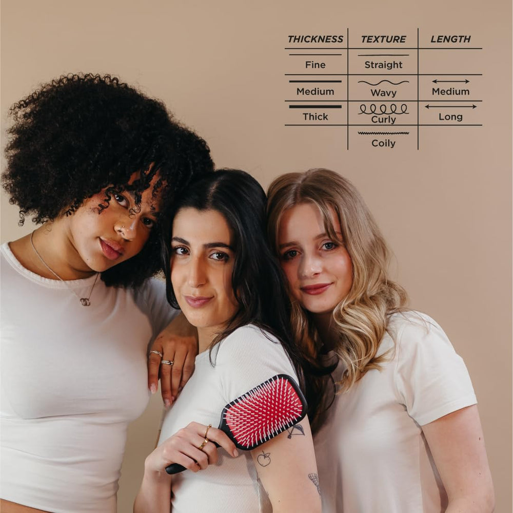 Denman paddle brush all hair types suited for various looks.