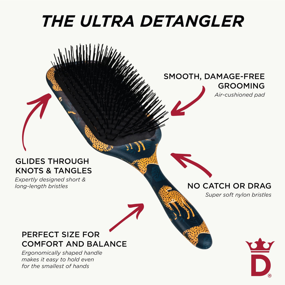 Denman Ultimate Detangling Brush on dry hair delivering smooth, gentle grooming