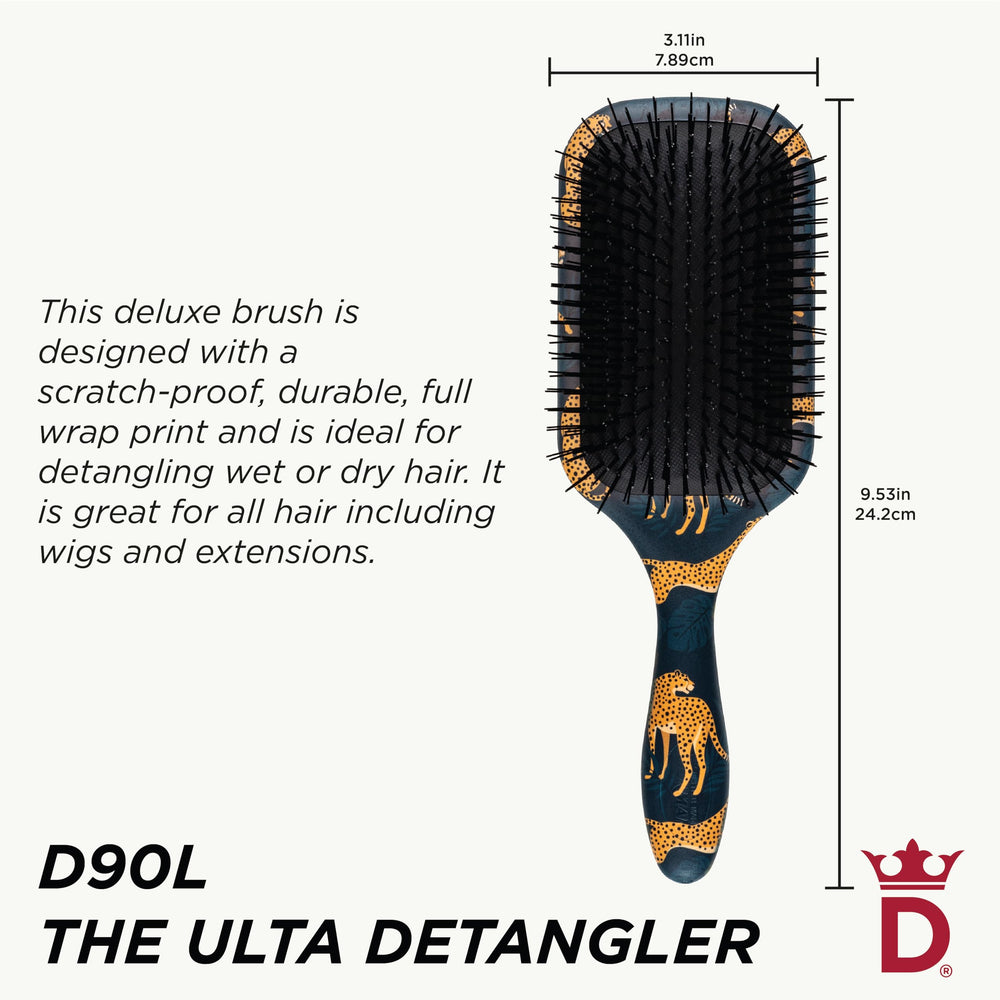 Denman Ultimate Detangling Brush on wet hair showing gentle, tug-free detangling