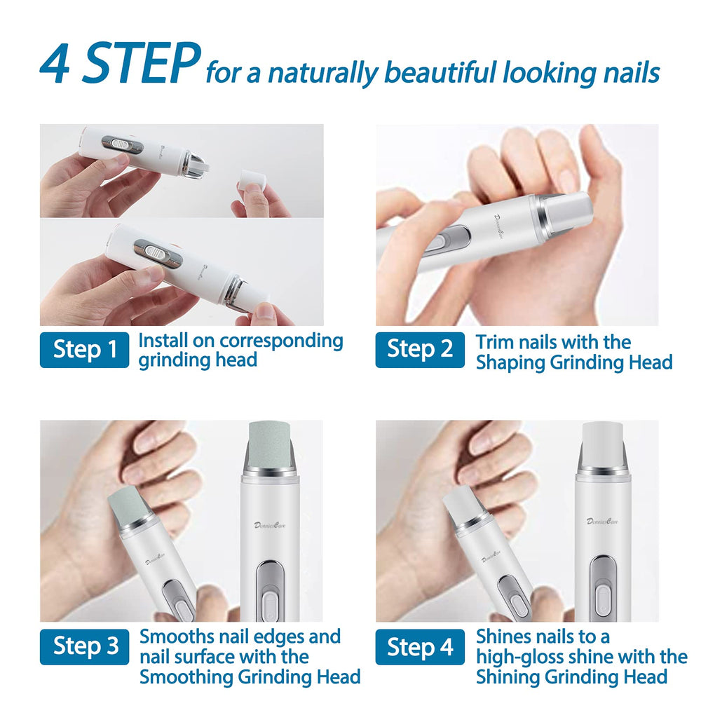 DenniesCare electric nail buffer packaging content highlights the complete manicure kit