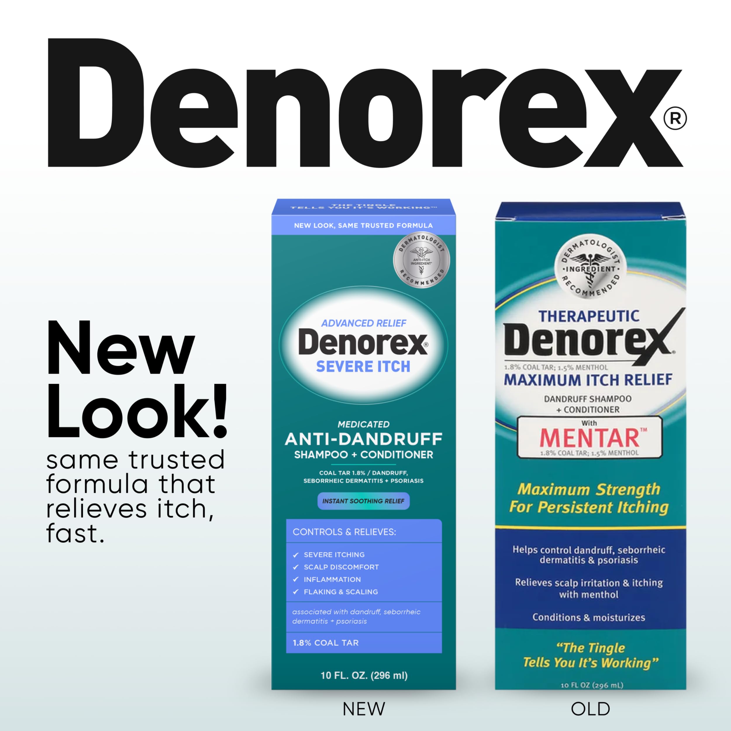 Denorex Advanced Relief conditioner bottle highlights 2-in-1 hair care benefits