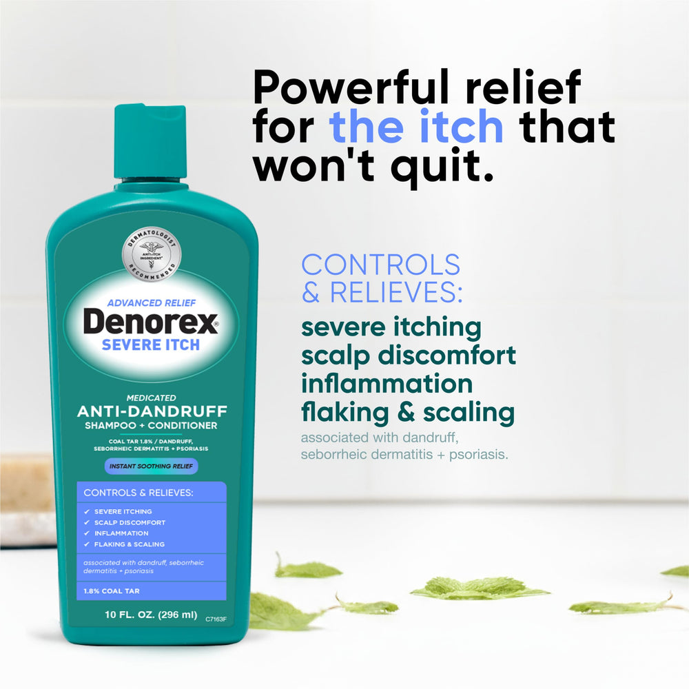 Denorex Advanced Relief menthol splash highlights instant cooling scalp relief