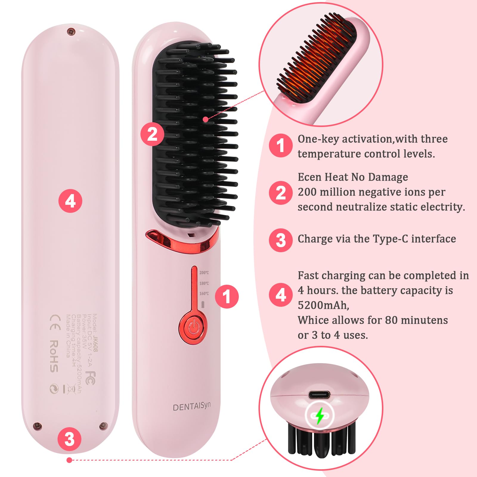 DENTAISyn three temperature presets suit 2A–2B hair for safer styling.