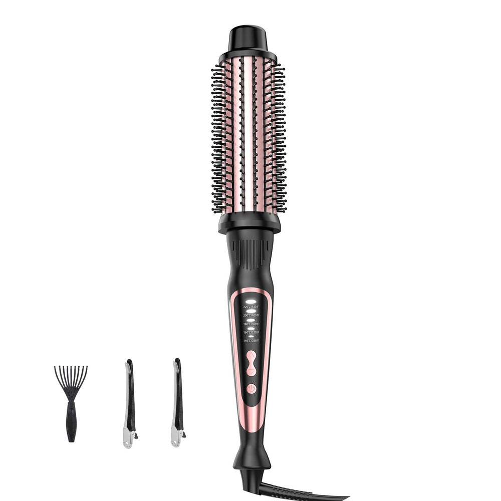 DENVEK Thermal Brush rose-gold handle closeup for versatile styling options.