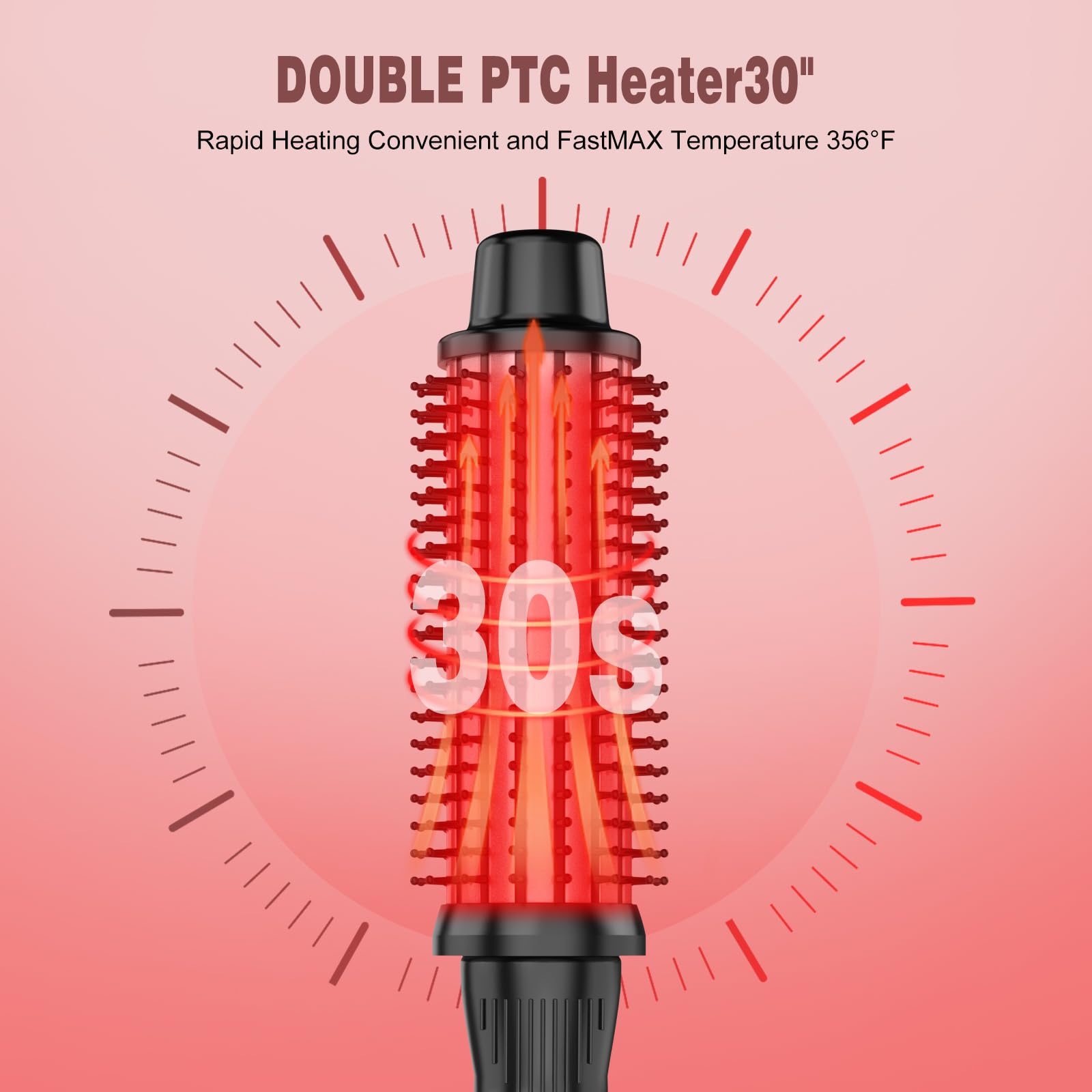 DENVEK Thermal Brush temperature dial with five settings for various hair types.