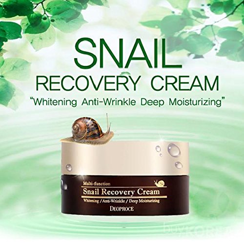 Deoproce snail recovery cream texture close-up for smooth, comfortable application.