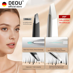 DEOU eyebrow plucker 9-hole design highlights fashion-forward grip for controlled tweezing.