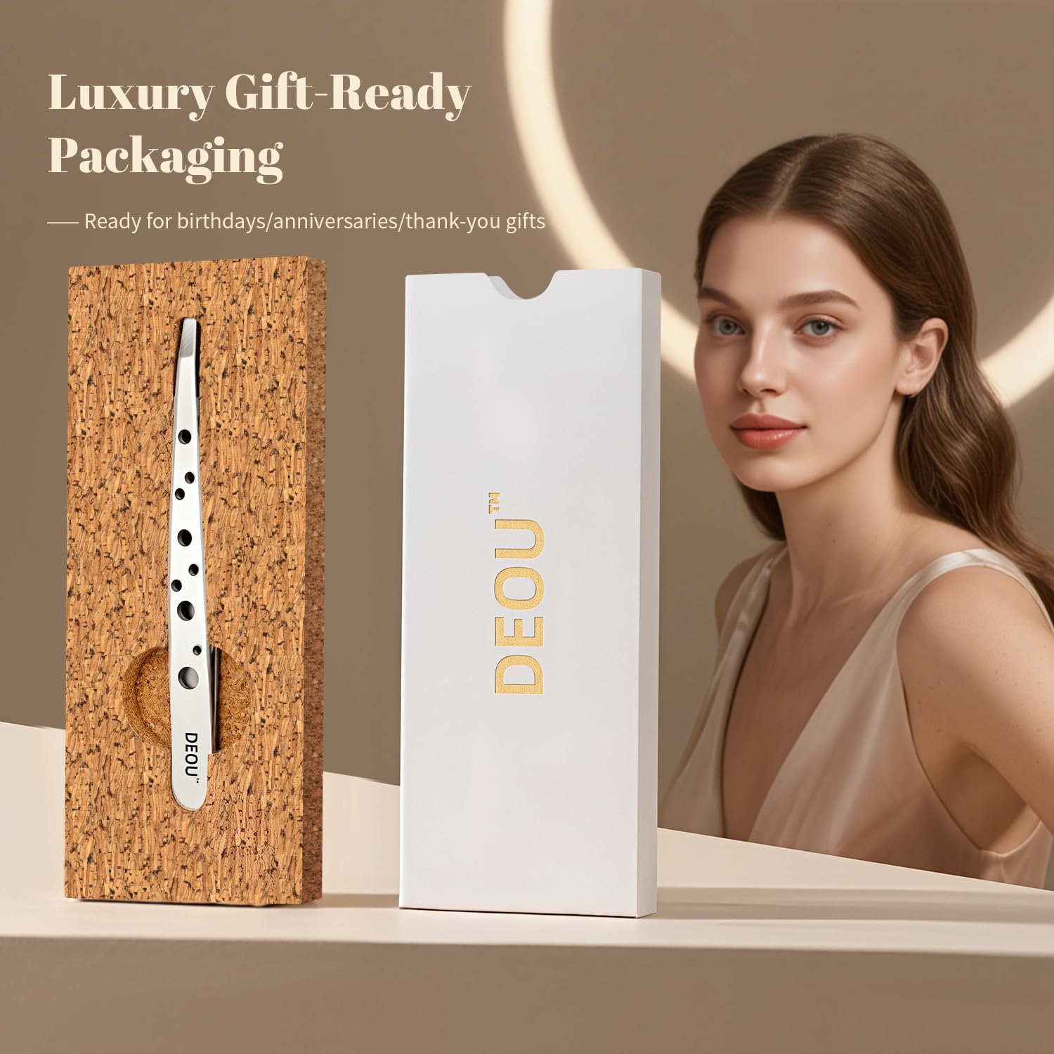 DEOU eyebrow plucker ideal for brow shaping, facial hair removal, and lash prep.