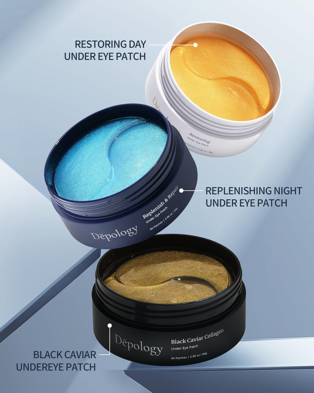 Depology 60-patches container image suggests long-lasting nightly hydration.