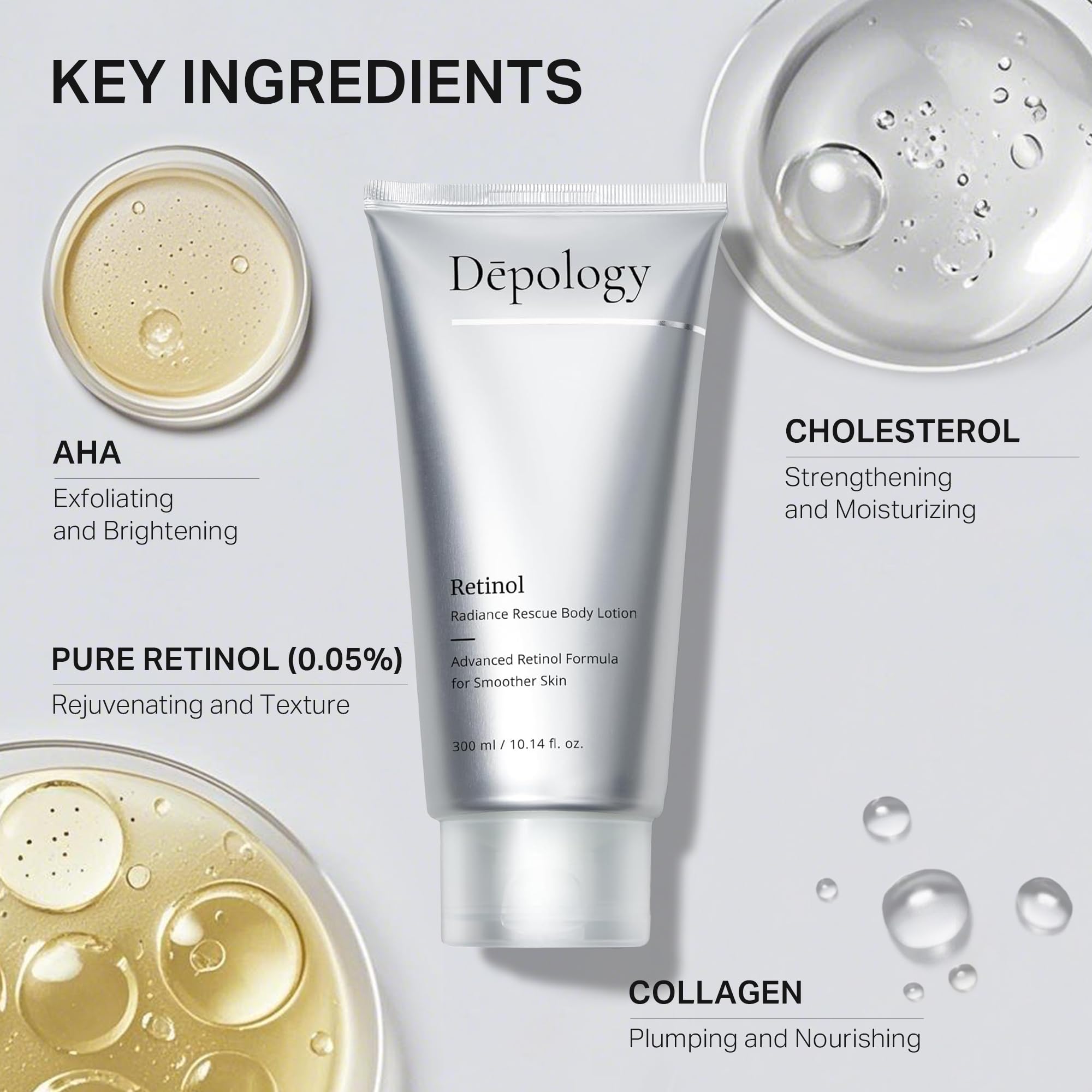 Depology Collagen hydration bottle emphasizes plump nourished skin