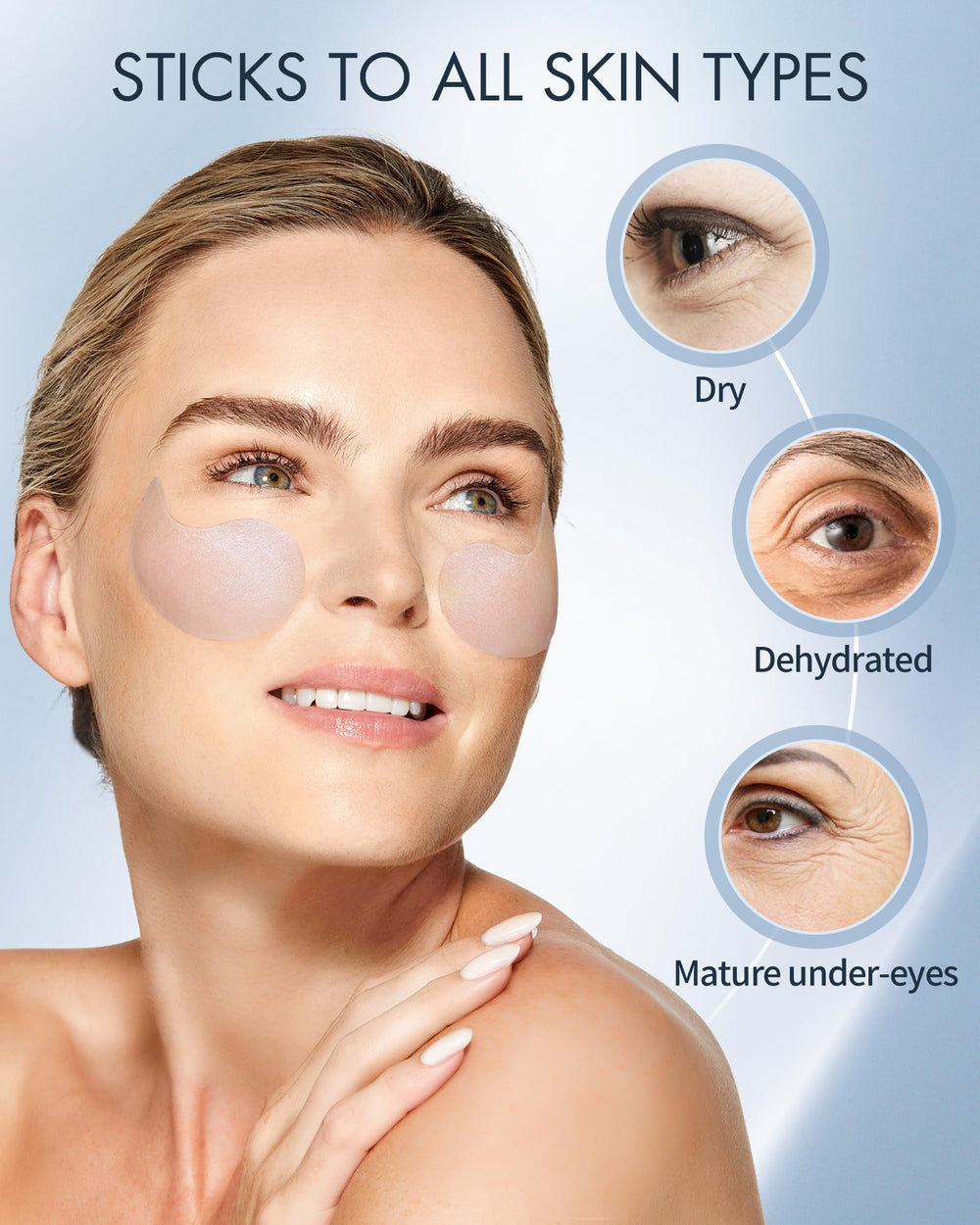 Depology multi-area application image shows use on forehead and laugh lines for hydration.