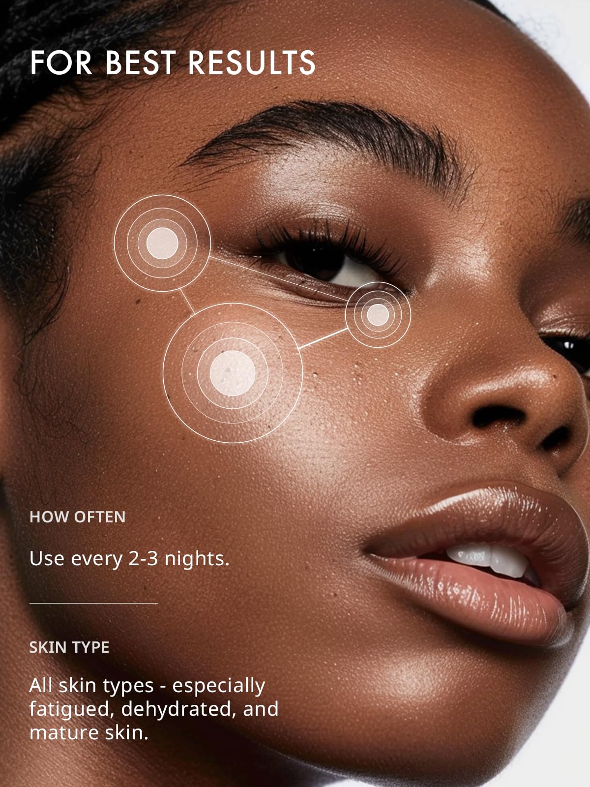 Depology for all skin types image conveys suitability for fatigue and dehydration